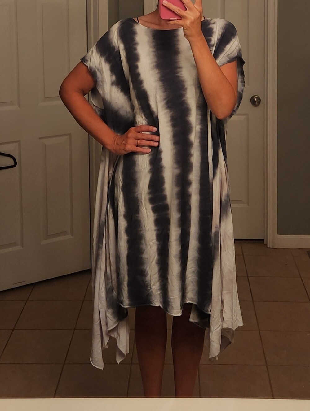 Free People Xl Or L Black And White Tie-Dye Midi Dress - Picture 10 of 11